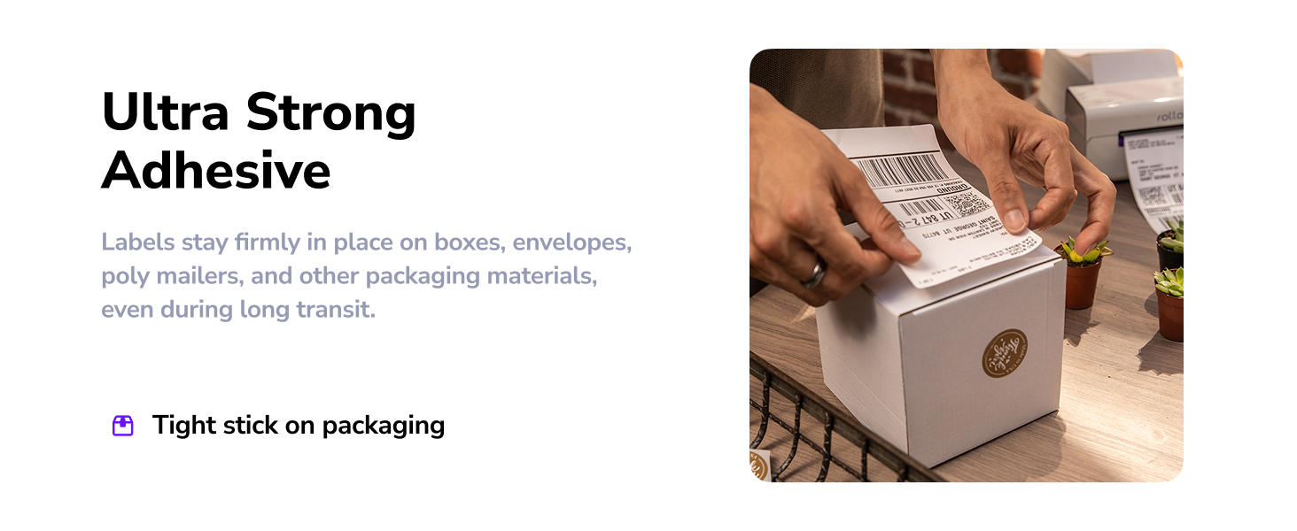 strong adhesive label place on packaging materials supplies tight stick box