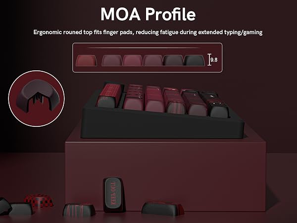 MOA profile PBT keycap set with ergonomic rounded top design