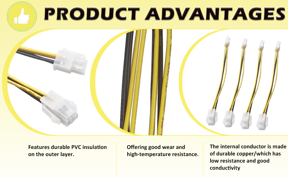 8Inch 4-Pin ATX CPU Power Adapter Cable