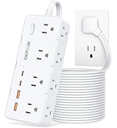 DEPOW Power Strips with Surge Protection, 10 FT Braided Extension Cord with Multiple Outlets-8 AC...