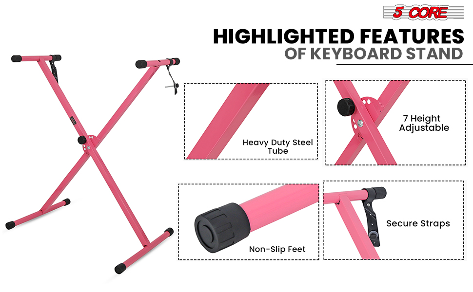 Keyboard Stand Single X Style 7 Adjustable Digital Electric Piano 61 76 88 Keys
