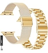 BDJXCUSA 2 Pack for Apple Watch Bands for Women,Metal Strap for Apple Watch Series 10,Mesh Stainl...