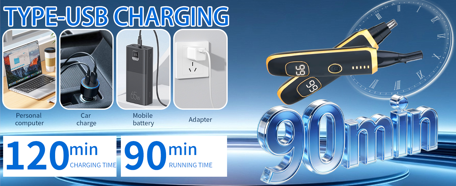 Mendaping 2025 Rechargeable Nose and Ear Hair Trimmer With LED Dispaly for Women Men