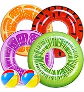 FindUWill 6 Pack Pool Floats Kids, Pool Swim Tubes Rings(4 Pack) - 4Pcs Inflatable Big Floaties B...