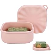Travel Soap Case, Leakproof Soap Box Container, Square Shampoo Bar Case with Draining Layer, Slip...