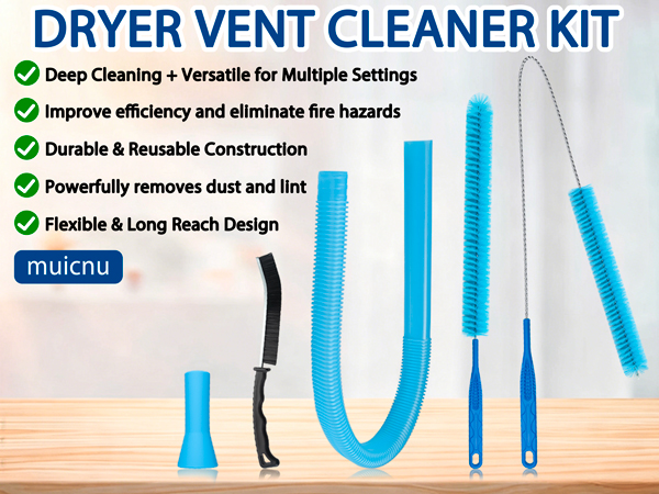 Dryer Vent Cleaner Kit, 5-Piece Professional Cleaning Kit with Flexible Dryer Vent Brush
