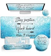 LIMKRIAN Desk Mat Pad, XXL Large Gaming Mouse Pad with Wrist Rest Wrist Support, Ergonomic Mouse ...
