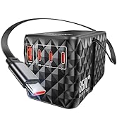 LENCENT 85W Universal Travel Power Adapter with Retractable USB C Cable, GaN International Travel...