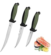 Mossy Oak 3-Piece Fishing Knife Set with Protective Sheath, Stainless Steel Filet Knife with Dual...