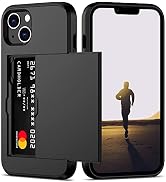 Nvollnoe for iPhone 13 Case with Card Holder Heavy Duty Protective Dual Layer Shockproof Hidden C...