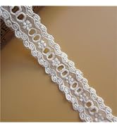 White 3 Yard Eyelet Cotton Strip Net Tape Lace Edge Trim Ribbon 32 mm Width Vintage Style White E...