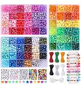 QUEFE 4700pcs, 72 Colors Pony Beads Rainbow Kandi Bead for Bracelets Making Kit, 3600pcs 9mm Plas...