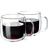 Unbreakable Double Walled Glass Coffee Mugs 10 fl oz, Microwave &amp; Refrigerator Safe, Borosilicate...