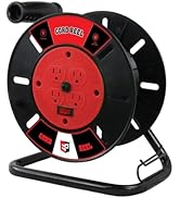 EP Extension Cord Storage Reel with 4-Grounded Outlets, Heavy Duty Open Cord Reel for 12/3 14/3 1...