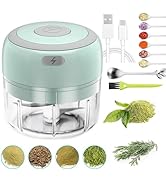 Electric Herb Grinder with Mini Scoop &amp; Brush - 3.5-Inch 3.4oz USB Cordless, Adjustable Coarse to...