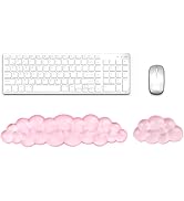 Lauspuck Ergonomic Cloud Gel Keyboard and Mouse Wrist Rest Set, Clear Pink Wrist Rest for Keyboar...