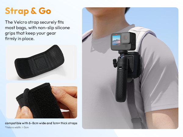 ULANZI MT88 ClipMate Camera Tripod, Selfie Stick w Velcro Strap &amp; Action Camera Adapter