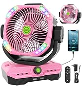 TDLOL 45000mAh Rechargeable fan for Bedroom, Battery Powered Oscillating Fan with Remote, Large P...