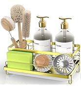 Cisily Kitchen Sink Caddy, Gold, Unisex, 5.3 in Wide, 9.49 in Long, 4 Storage Spaces, Stain-Resis...