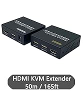 DGODRT HDMI KVM USB Extender, 1080P@60Hz HDMI Extender Over Cat5e/6 Transmit Video 50m(165ft) for...