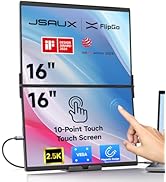 JSAUX FlipGo 16" 2.5K Dual Touchscreen Portable Monitor, Triple Laptop Touch IPS Screen Extender ...