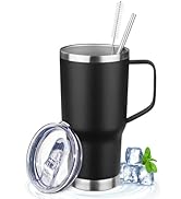 FristChoice 20oz Insulated Tumbler with Handle Stainless Steel Travel Coffee Mug with Lid and Str...