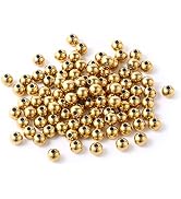 Stainless Steel Beads [6mm/100PCS] Gold Plated Round Metal Spacer Bead for Jewelry Making