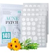 Acne Patch Pimple Patch, 4 Sizes 140 Patches Acne Absorbing Cover Patch, Hydrocolloid Invisible A...