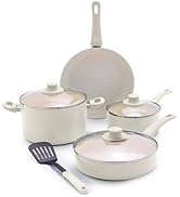 GreenLife Soft Grip 8 Piece Cookware Set, Non-Toxic PFAS-Free Ceramic Nonstick, Frying, Sauce, Sa...