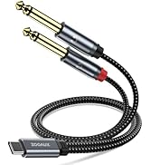 ZOOAUX USB C to Dual 6.35mm 1/4 inch Stereo Splitter Y Cable, USB Type C to Dual 6.35mm 1/4 inch ...