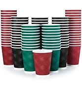 [120 PACK] 12 OZ Paper Coffee Cups, Multicolor Disposable Coffee Cups, Insulated Ripple Paper Hot...