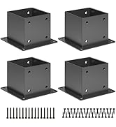Kinchoix 4pc Pergola Post Base Heavy Duty Wood Post Support Kit for 4"x 4" (Actual 3.5 X 3.5 inch...