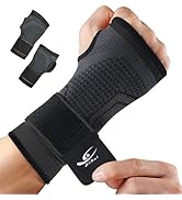 HiRui 2-Pack Wrist Brace Wrist Wraps, Hand Compression Sleeves with Wrist Straps Support for Fitn...