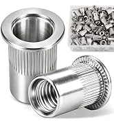 DFDU 149Pcs M6 Rivet Nuts, Stainless Steel 304 Metric Rivnut Kit Flat Head Threaded Insert Nutser...