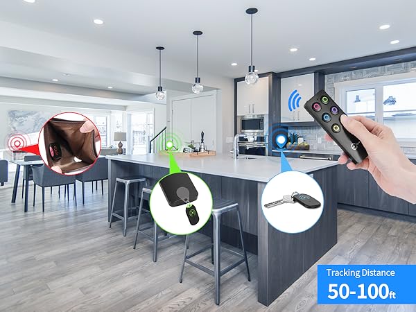 Esky Ultra Slim Key Finder, TV Remote Finders Locator with 80dB Sound 6 Receivers Wallet Trackers