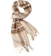 Temminc Pure Wool Scarves For men women, Pashmina Tartan Scarf,Cold Weather Scarf, Vertical Strip...