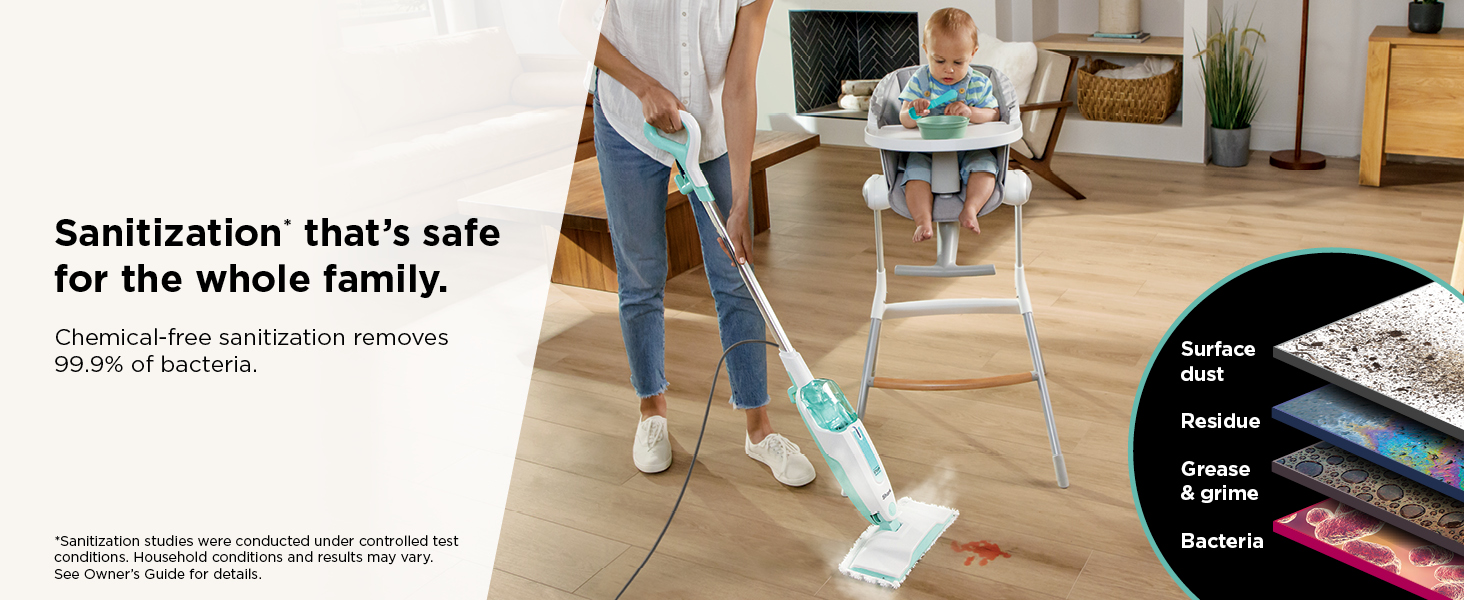 Sanitization* that’s safe for the whole family.
