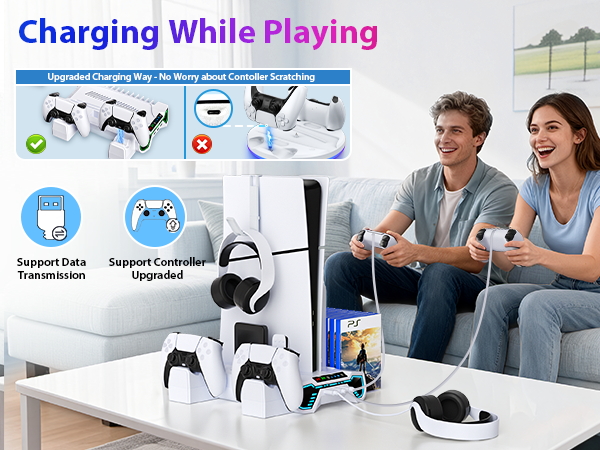 playstion 5 cooling stand with cooling fan and controller docking station