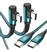 sweguard USB-C to USB-C Cable 60w [2-Pack 6.6ft], Right Angle Type C to C Fast Charger Cord Compa...