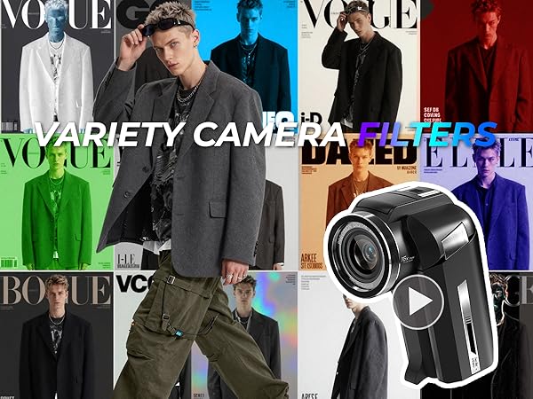dual lens camcorder with filters 4k vlogging camera video recorder 8k