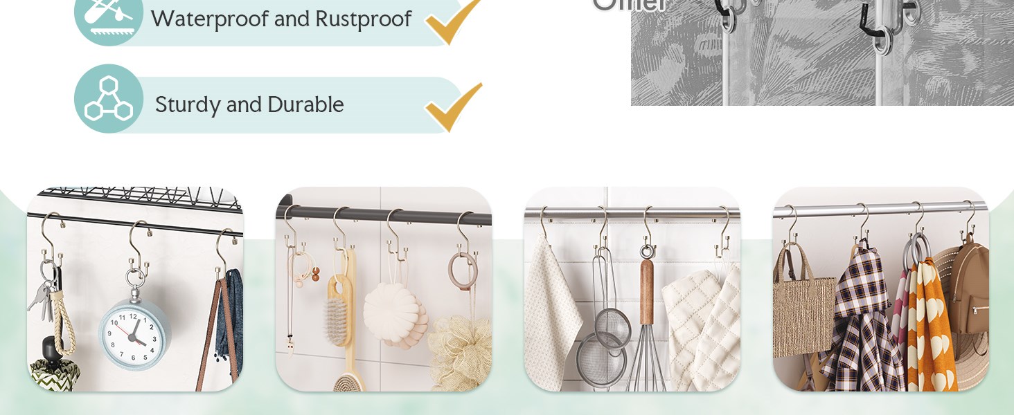 shower curtain hooks double sided
