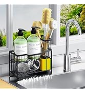 DYFVPOU 2-Tier Self-Draining Sponge Holder for Kitchen Sink - Rustproof Non-Slip Sink Caddy with ...