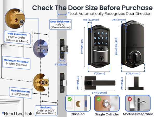 Fingerprint keyless Entry Door Lock Set, App Remote &amp;amp; Voice Control
