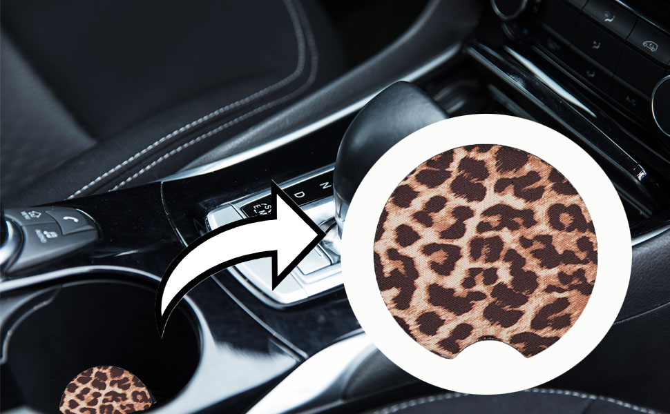 car coasters leopard car cup holder coaster for drinks neoprene rubber cup pad mat for women for men