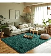 Zentavio Emerald Green Rugs for Bedroom 4x6 Dark Green Area Rugs for Living Room Fluffy Fake Gras...