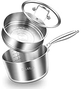 DELARLO Kitchen Tri-Ply Stainless 3-Quart Steamer Set With Glass Lid,with Ergonomic Handle, Multi...