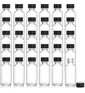 Bekith 30 Pack Boston Round Glass Bottle with Black Cap, 1 oz (30ml) Clear Glass Bottles Small Tr...