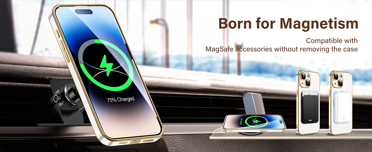 Magnetic Case for iPhone 13 Case with Magnet Ring Stand, Protective Phone Case for Women