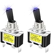 DaierTek 12 Volt Blue LED Lighted Toggle Switch for Automotive Car Truck, 30 Amp 12V Toggle Switc...