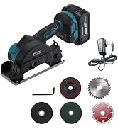 4" Cordless Circular Saw &amp; Mini Angle Grinder 2-in-1 – Brushless Motor, 3-Speed, Reversible, 4000...